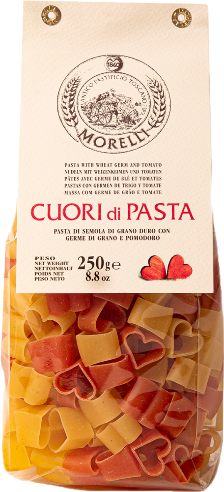 Cuori pomodoro e germe di grano - Pasta multicolore - Pasta Morelli