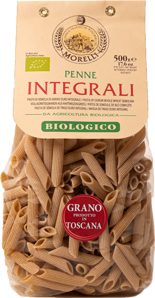 Penne de Semola de Trigo duro Integral 100% Toscana Orgánica - Pasta  integral toscana orgánica - Pasta Morelli