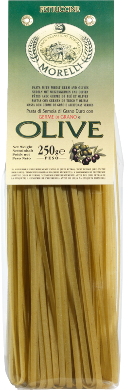 Fettuccine with the wheat germ and Green Olives 
